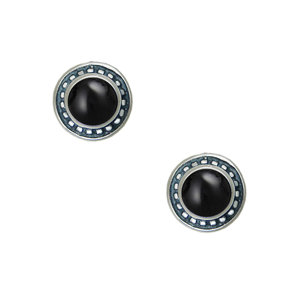 Sterling Silver Little Black Onyx Post Stud Earrings